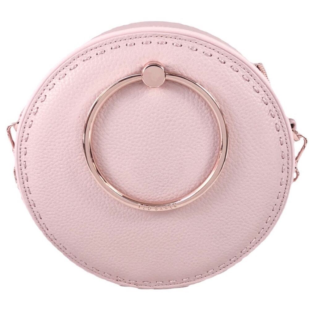 Ted Baker Maddie Circle Leather Crossbody Bag Pink Rose Gold Ring Handle NWT - Picture 4 of 14